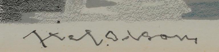 AXEL OLSON, färglitografier, 2 st. Sign och numr 21/75 samt provtryck.