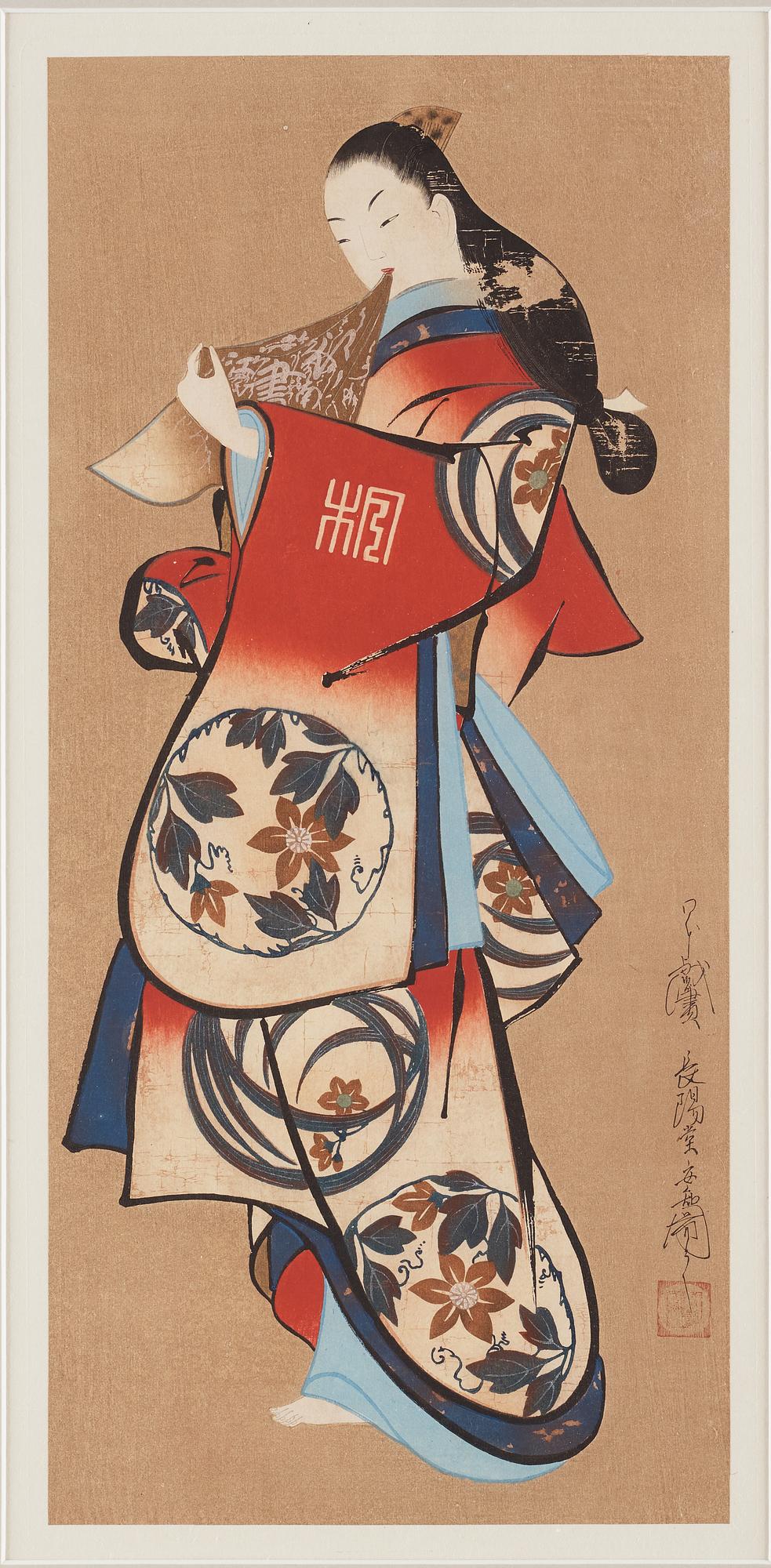 KAIGETSUDO (CHOYODO) ANCHI (act. 1711-36), efter, färgträsnitt. Japan, 1800-tal.