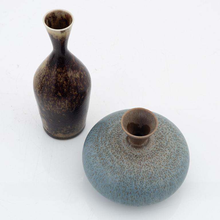 Sven Wejsfelt, two stoneware vases and a bowl, Gustavsbergs studio, 1985-1987.