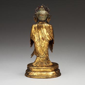 BODHISATTVA, förgylld brons. Qing dynastin.