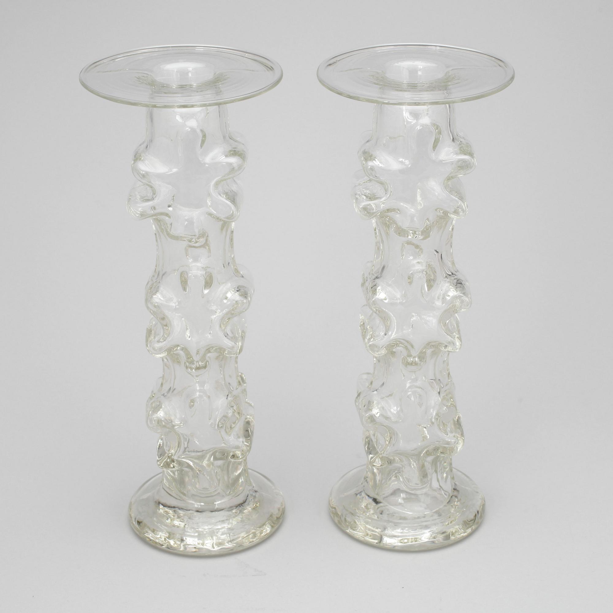 LJUSSTAKAR, 4 st, glas, Erkkitapio Siiroinen, Riihimäen Lasi, 1900-talets slut.