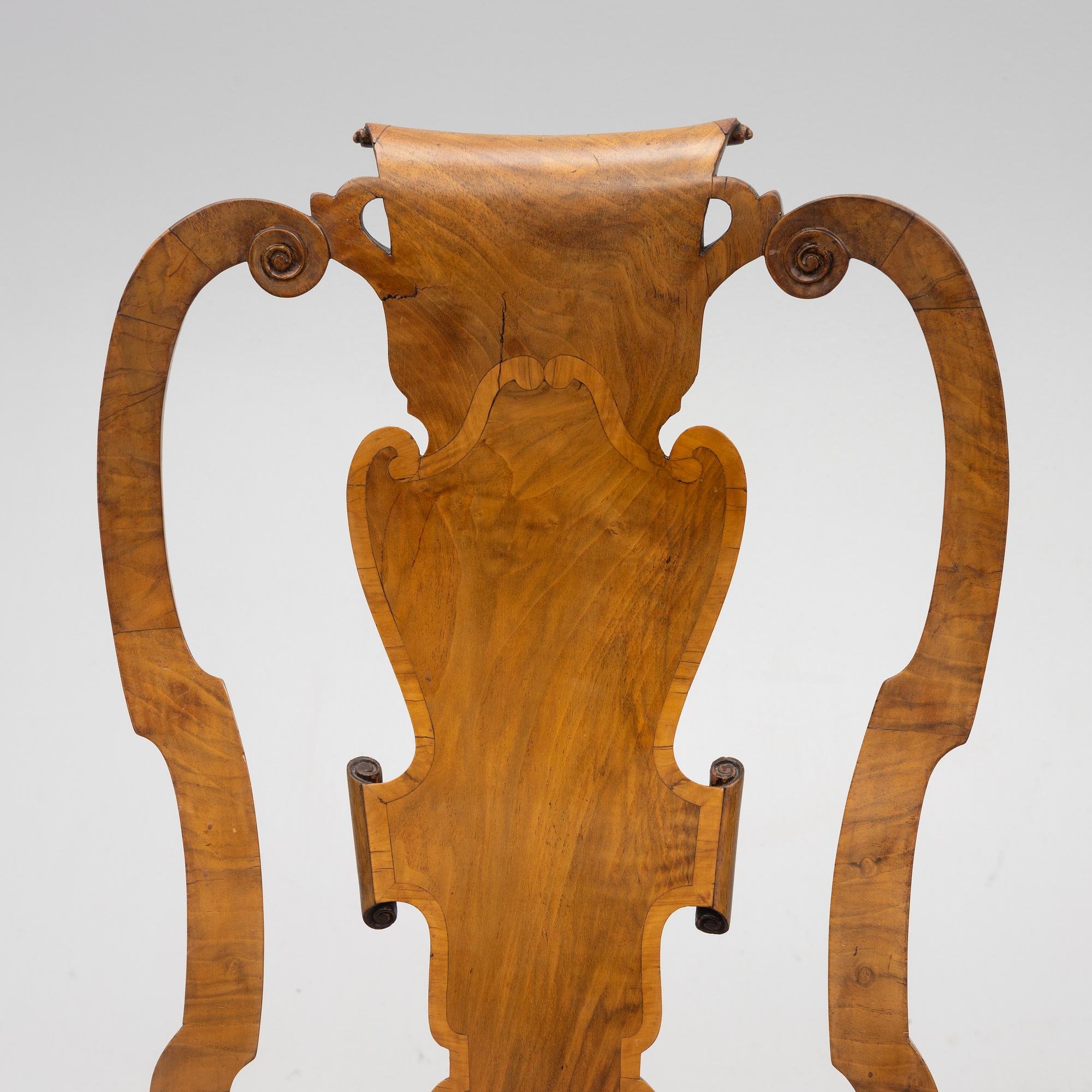 Four English late Baroque chairs, first part of the 18th century.