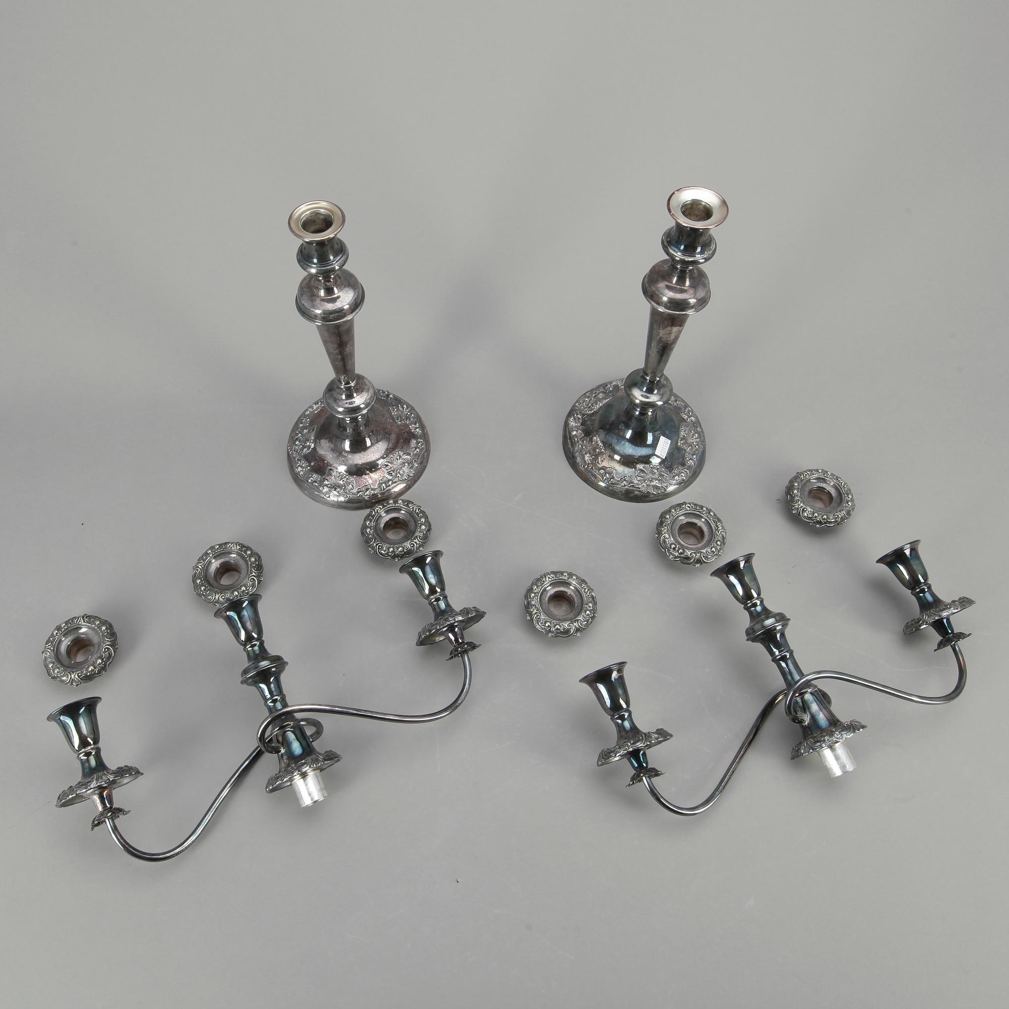 KANDELABRAR, ett par, nysilver, 1900-tal.