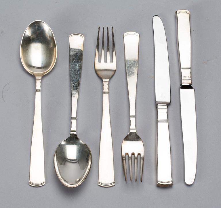 BESTICKSERVIS, silver, 21 delar, "Rosenholm", GAB Stockholm. Vikt ca 96g inkl stålblad. 1960-1980-tal.