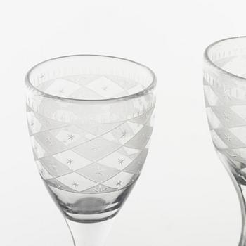 Starkvinsglas, 20 stycken, sengustavianska, olika manufakturer.