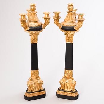 A PAIR OF EMPIRE-STYLE CANDLESTICKS, late 20th Century.