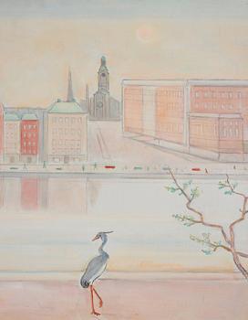 Einar Jolin, Skeppsbron och Kungliga slottet - panoramavy över Stockholm.