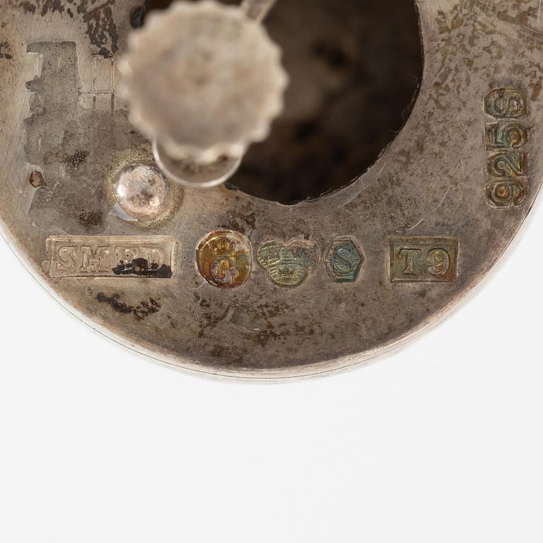 Lars Arby, four pairs of earrings, silver, Gothenburg including 1963 and 1969.