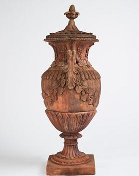 A stoneware garden urn after the model by Ferdninand Ring for Höganäs 20th centuty.