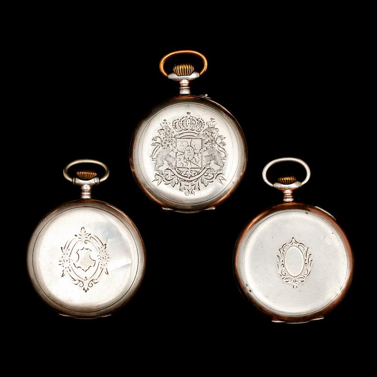 FICKUR, 3 st, silver, Tyskland, sekelskiftet 1900.