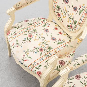 Armchairs, a pair, Gustavian style, 20th century.
