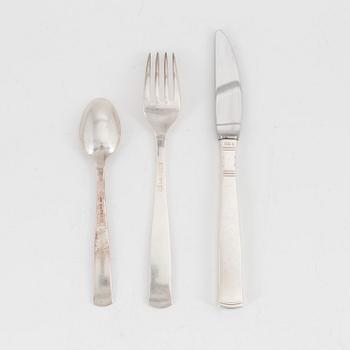Jacob Ängman, a 27-piece silver cutlery, model 'Rosenholm', GAB, including Stockholm, 1962.