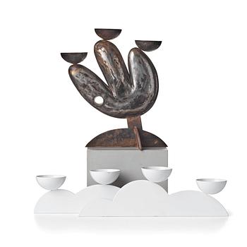 49. EERO AARNIO, kandelabrar, 2 st; "Cactus" och "Cloud", Finland, en daterad 2003.