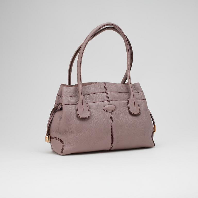 TOD'S, a lilac leather "D-Bag" and orange leather cellphone case.