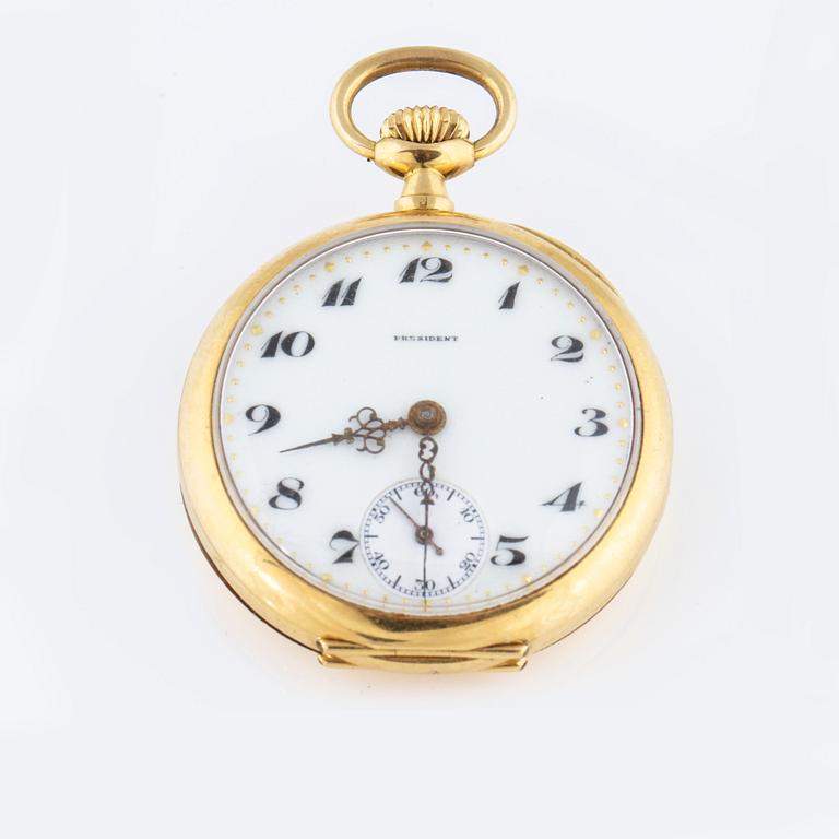 POCKET WATCH, dial marked "President", 33,5 mm.