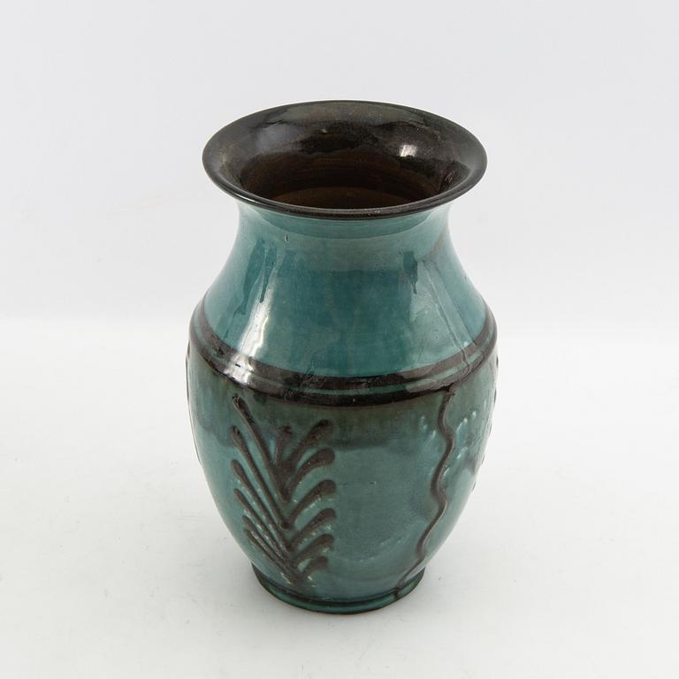 Andersson & Johansson vases 6 pcs Höganäs early 20th century glazed stoneware.