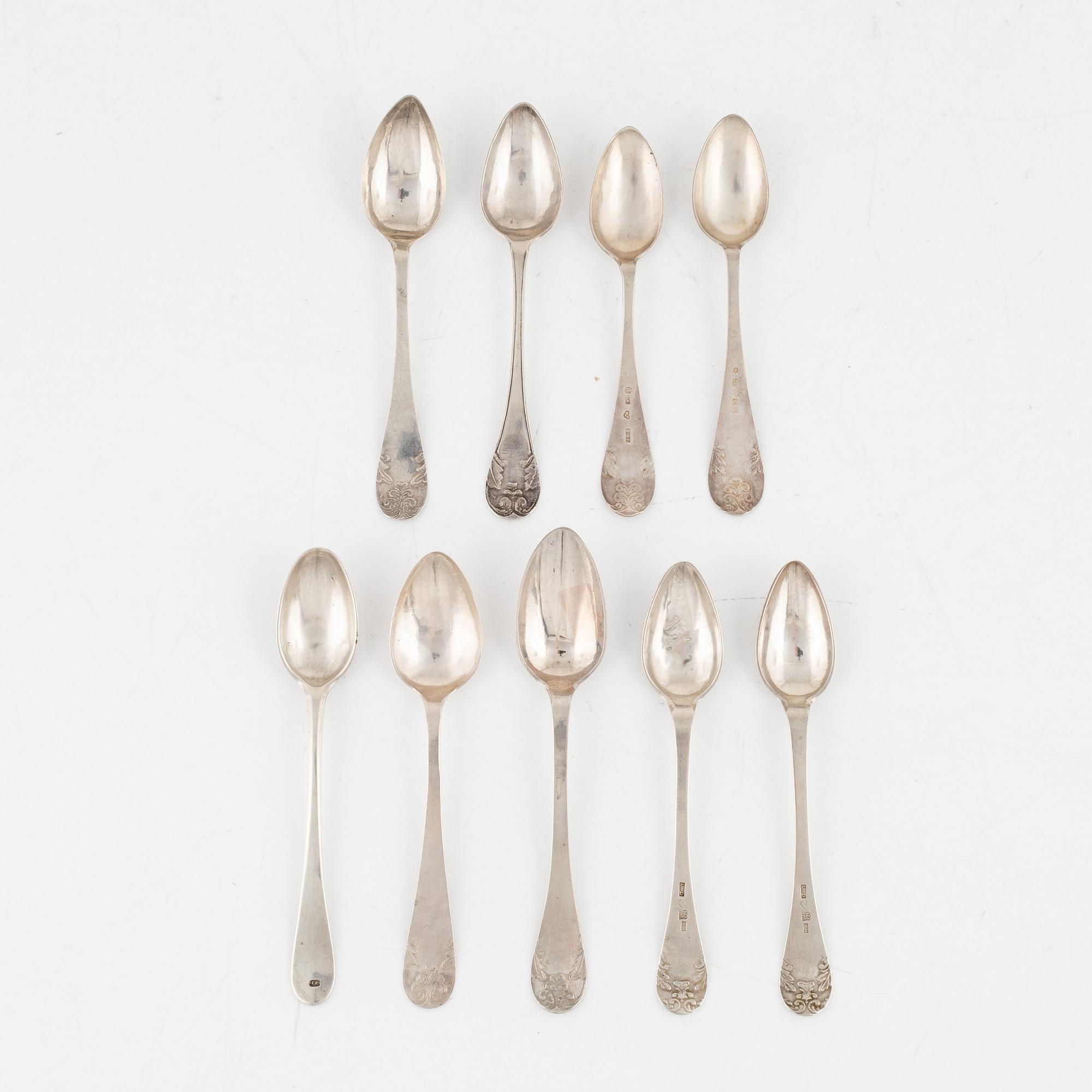 Skedar, 24 st, silver, bl a Jonas Berg, Stockholm 1777.