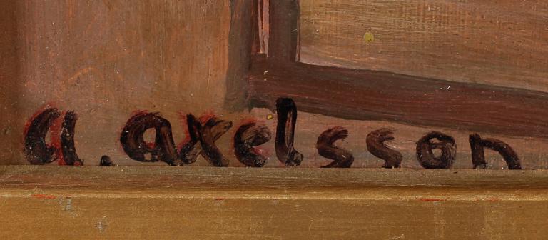 ARNOLD AXELSSON, olja på pannå, signerad.