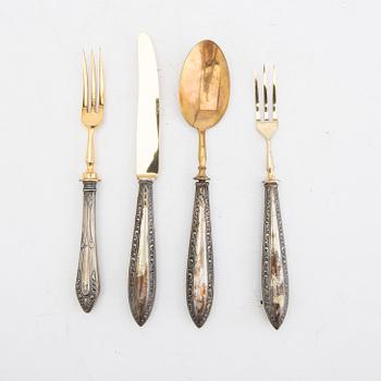 A 4 pcs silver travel cutlery around 1900, weight 112 grams.