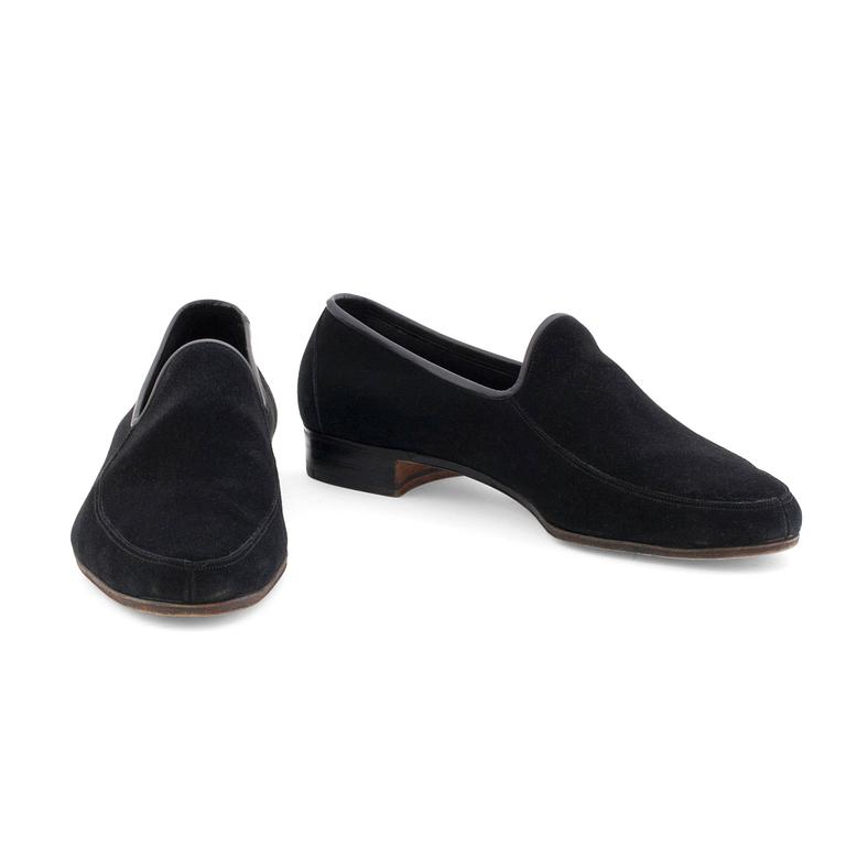 BALLY / NORDISKA KOMPANIET, a pair of black suede slip-on shoes.