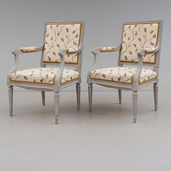 KARMSTOLAR, 1 par, gustaviansk stil, 1900-talets andra hälft.