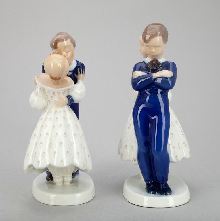 FIGURINER, 2 st, porslin, Bing & Gröndahl. Danmark.
