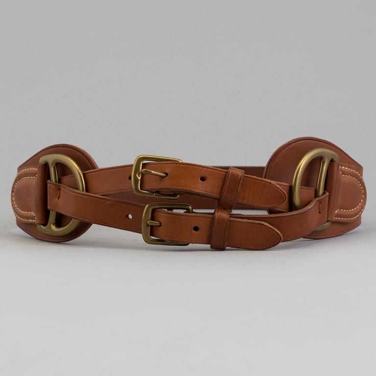 A brown belt by Ralph Lauren.