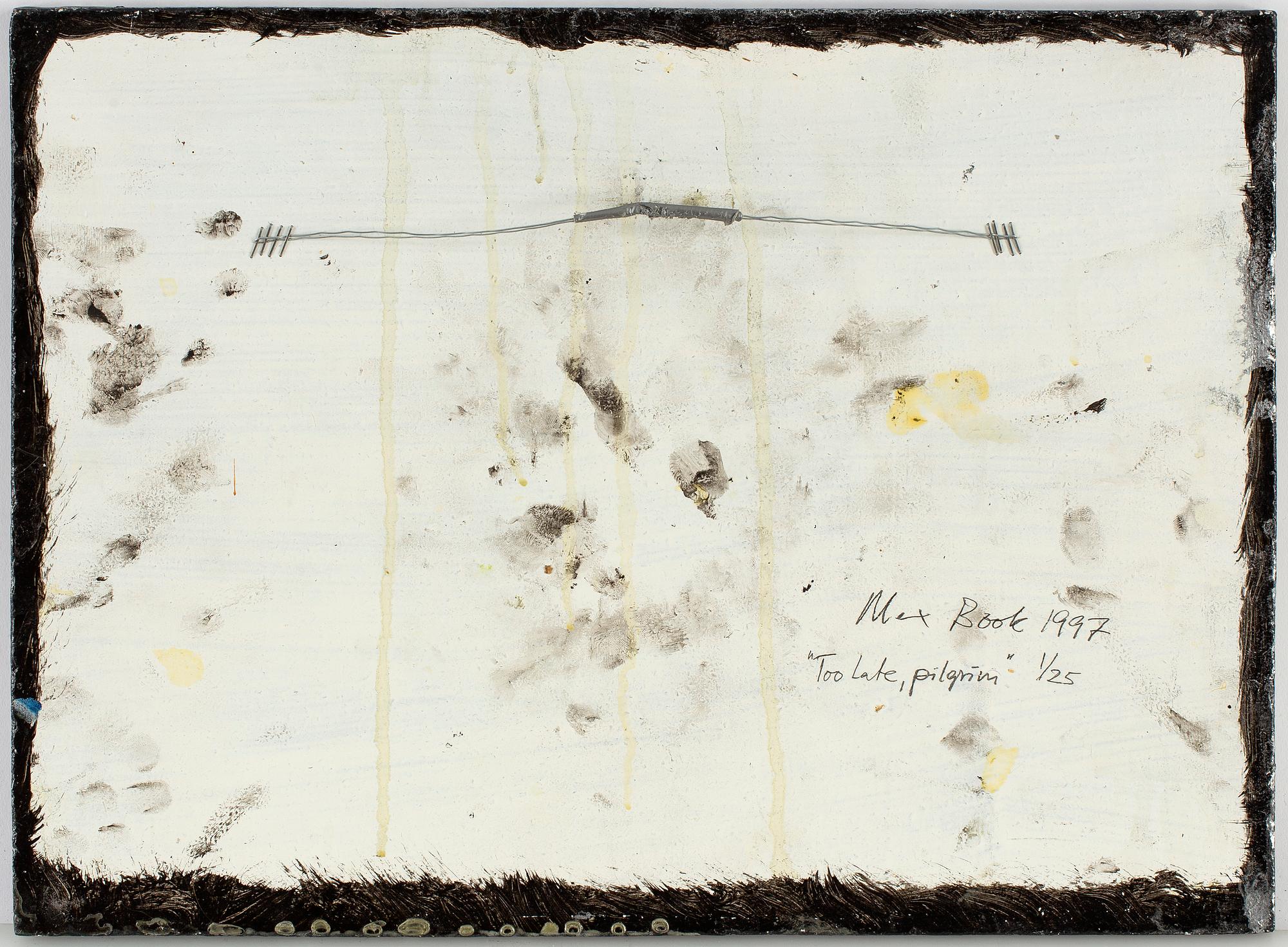 MAX MIKAEL BOOK, mixed media on panel, signed, numbered 1/25 and dated 1997 on verso.