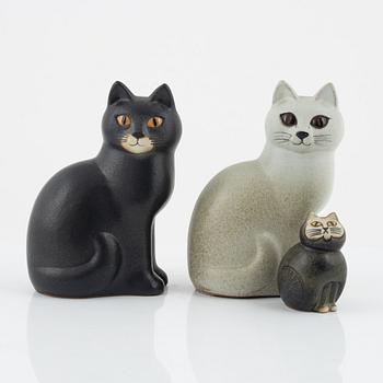 Lisa Larson, a group of three stoneware figurines, Gustavsbergs studio and K-Studion, Gustavsberg.
