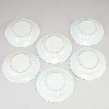 A group of six famille rose dishes, Qing dynasty, Qianlong (1736-95).