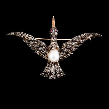 BROSCH, silver, rosenslipade diamanter, 1900-talets första hälft.