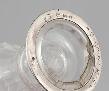 FLAKONGER, ett par, glas och silver, Andreas Isberg, Skänninge, 1790.