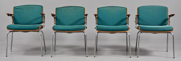 KARMSTOLAR, 4 st, Duba Møbelindustri, Danmark, 1900-talets andra hälft.