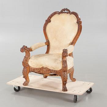 FÅTÖLJ, nyrokoko, sent 1800-tal.