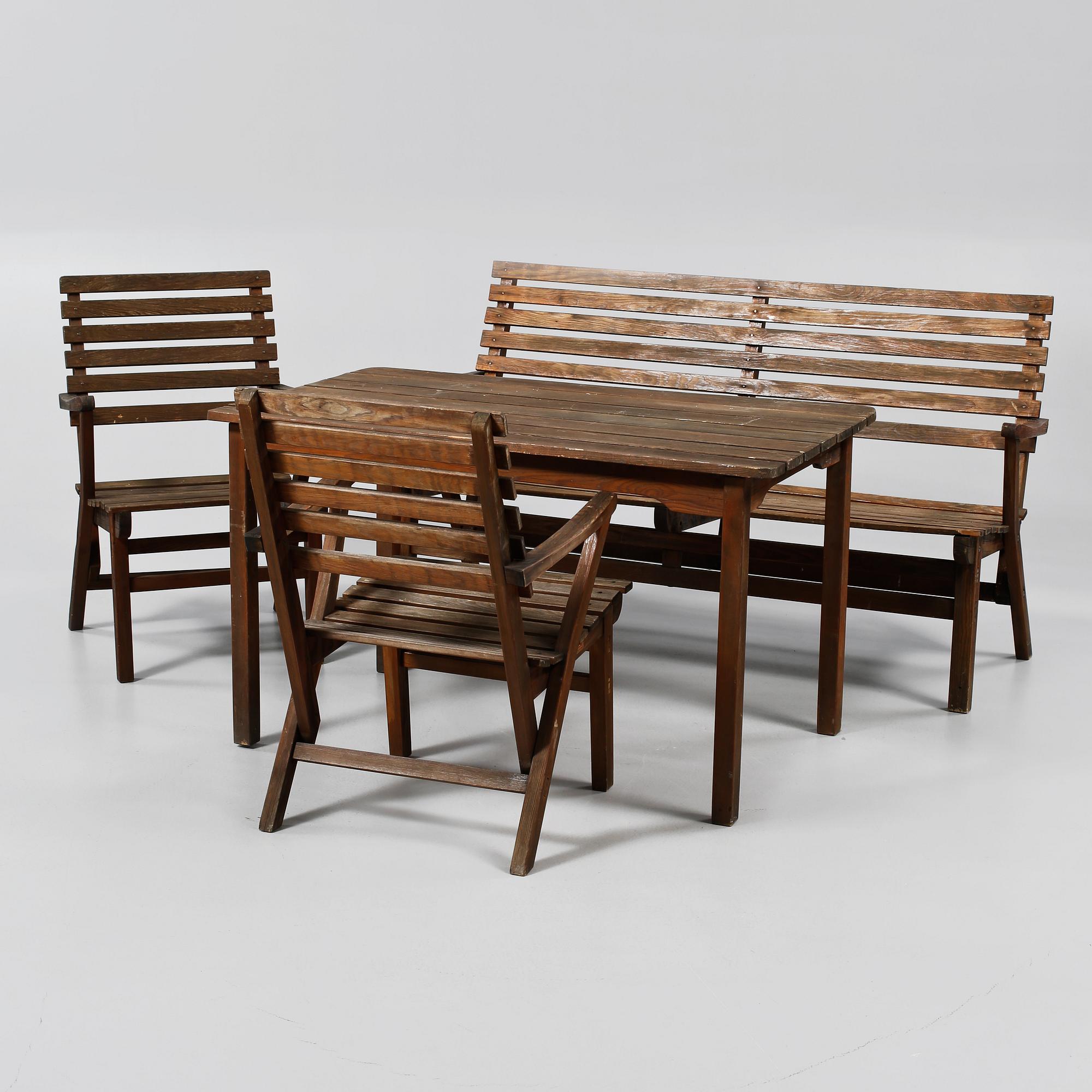 TRÄDGÅRDSGRUPP, 4 delar, "Bergshamra", Carl Malmsten, Igelstaverken, 1900-talets andra hälft.