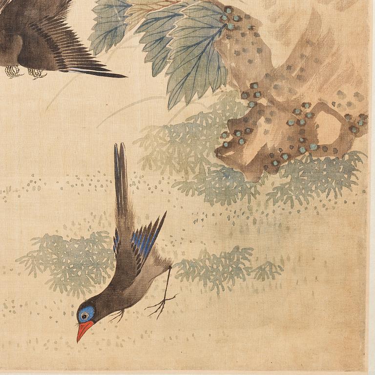 A Chinese hanging scroll, ink and colour on paper, 20th century, provenance Estrid Ericson.