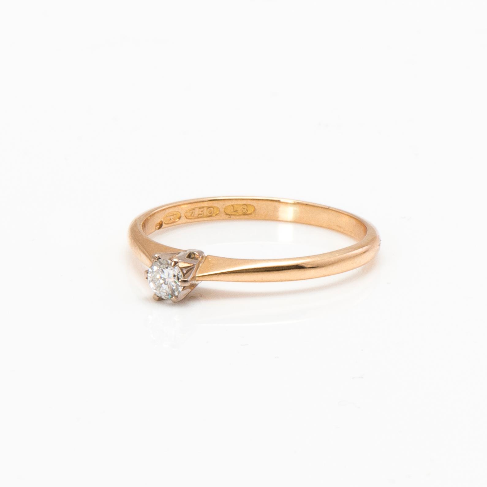 SORMUS, 18K kultaa, timantti n. 0.1 ct. Kupittaan Kulta Oy, Turku 1988.