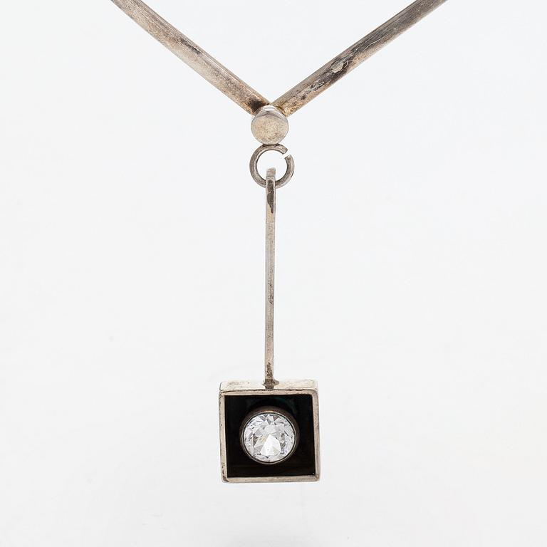 Smyckesset, 4 delar, silver, syntetisk stenar, Pege (Karl-Erik Palmberg), Alton, Sverige.