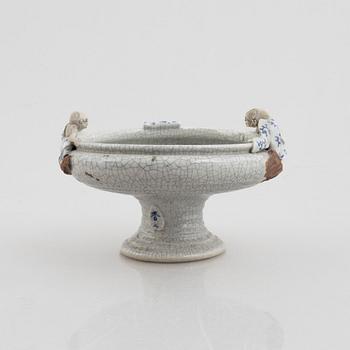 A Japanese sumida gawe ware stem bowl, signed Ishiguro Koko, early 20th century.