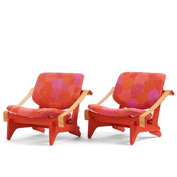 136. Olof Ottelin, a pair of "Jumbo" easy chairs model "174", Kervo Snickerifabrik for Stockmann OY, Finland, 1960s.