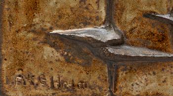 ÅKE HOLM, väggrelief, stengod, sign.
