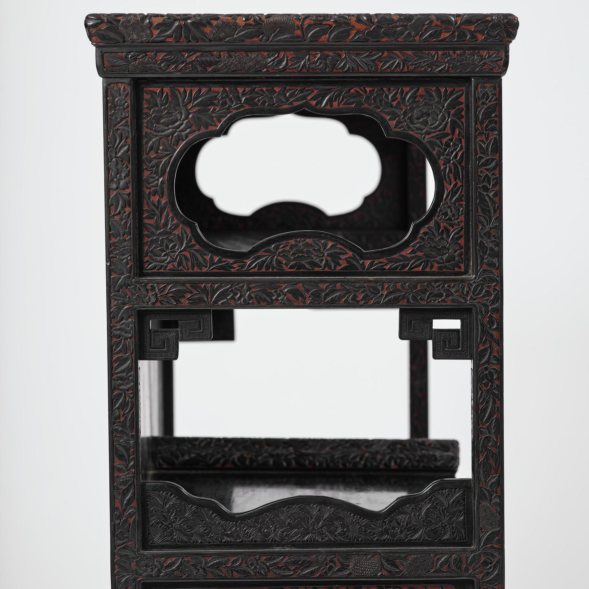 A lacquer display cabinet, late 19th century.