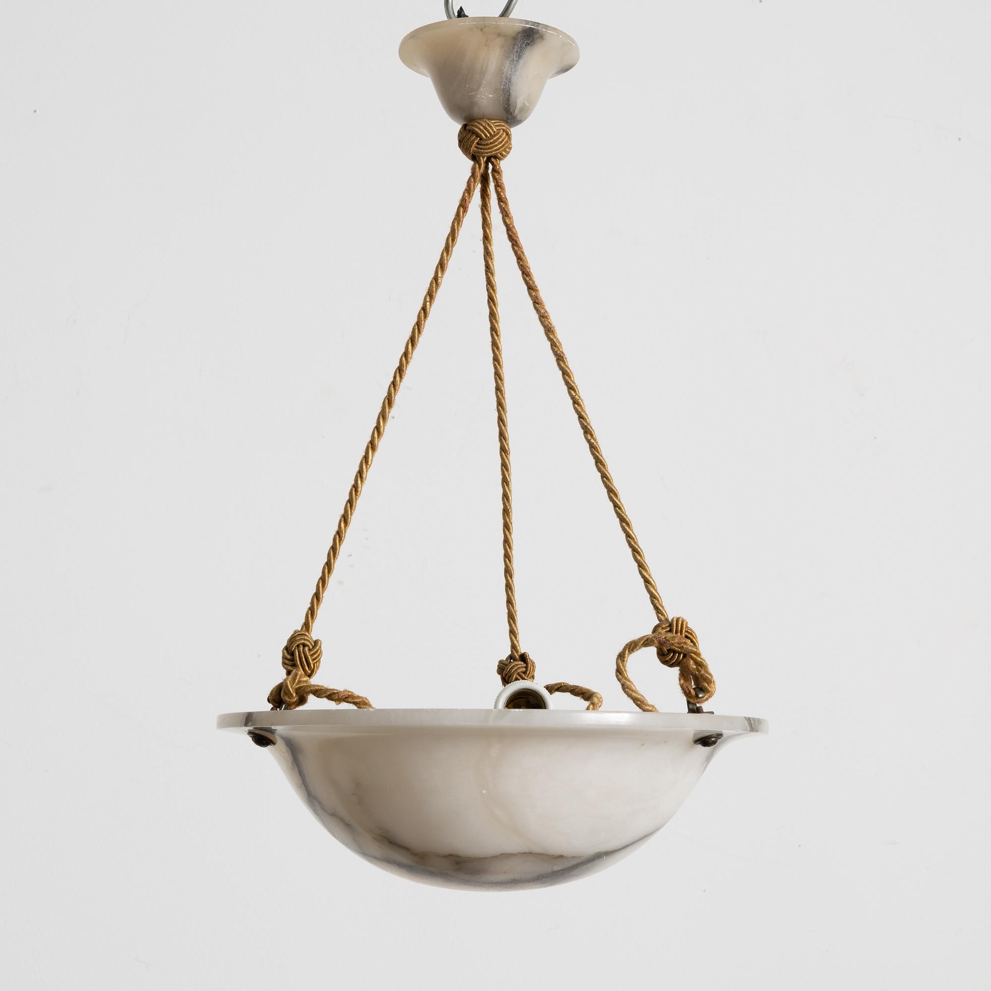A ceiling lamp, alabaster, 1920s.