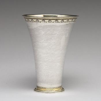 A Swedish 18th century parcel-gilt silver wedding-beaker, mark of Johan Soderdahl, Soderkoping 1770.