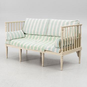 A Gustavian sofa, late 18th century.