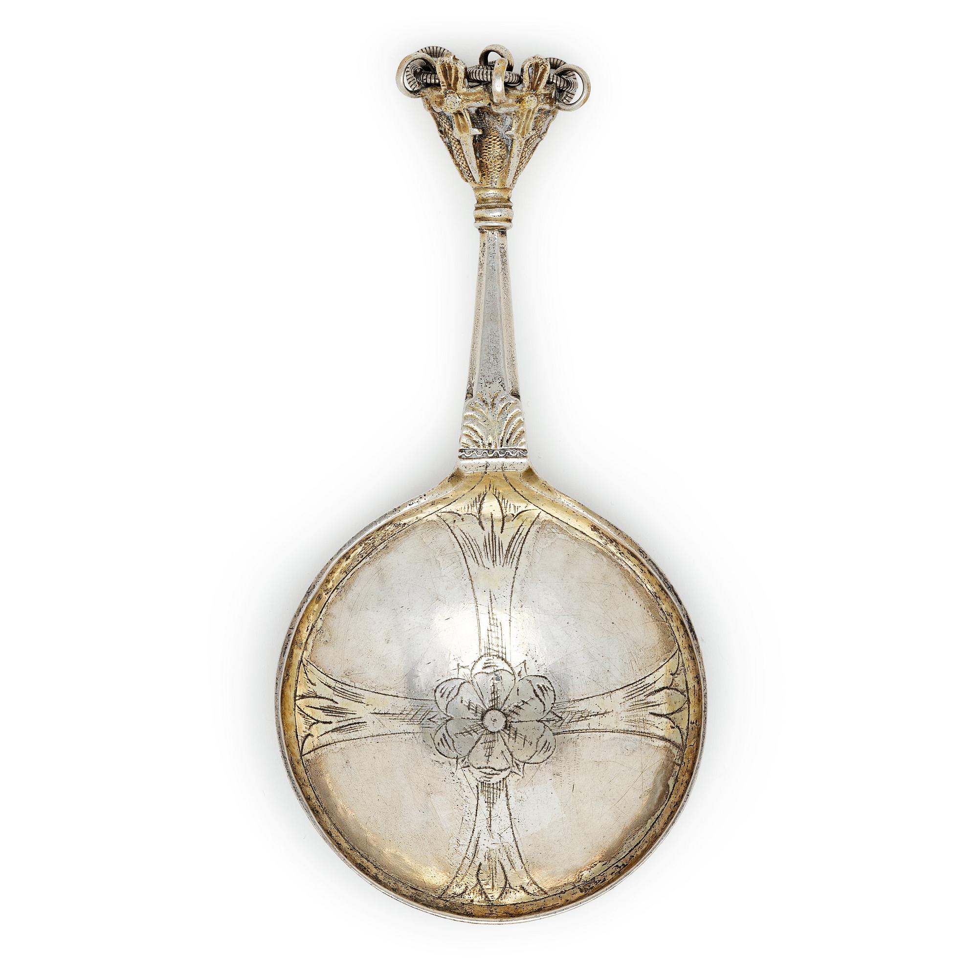 Peter Björkman, sked med kronknopp, silver, Karlskrona 1746.