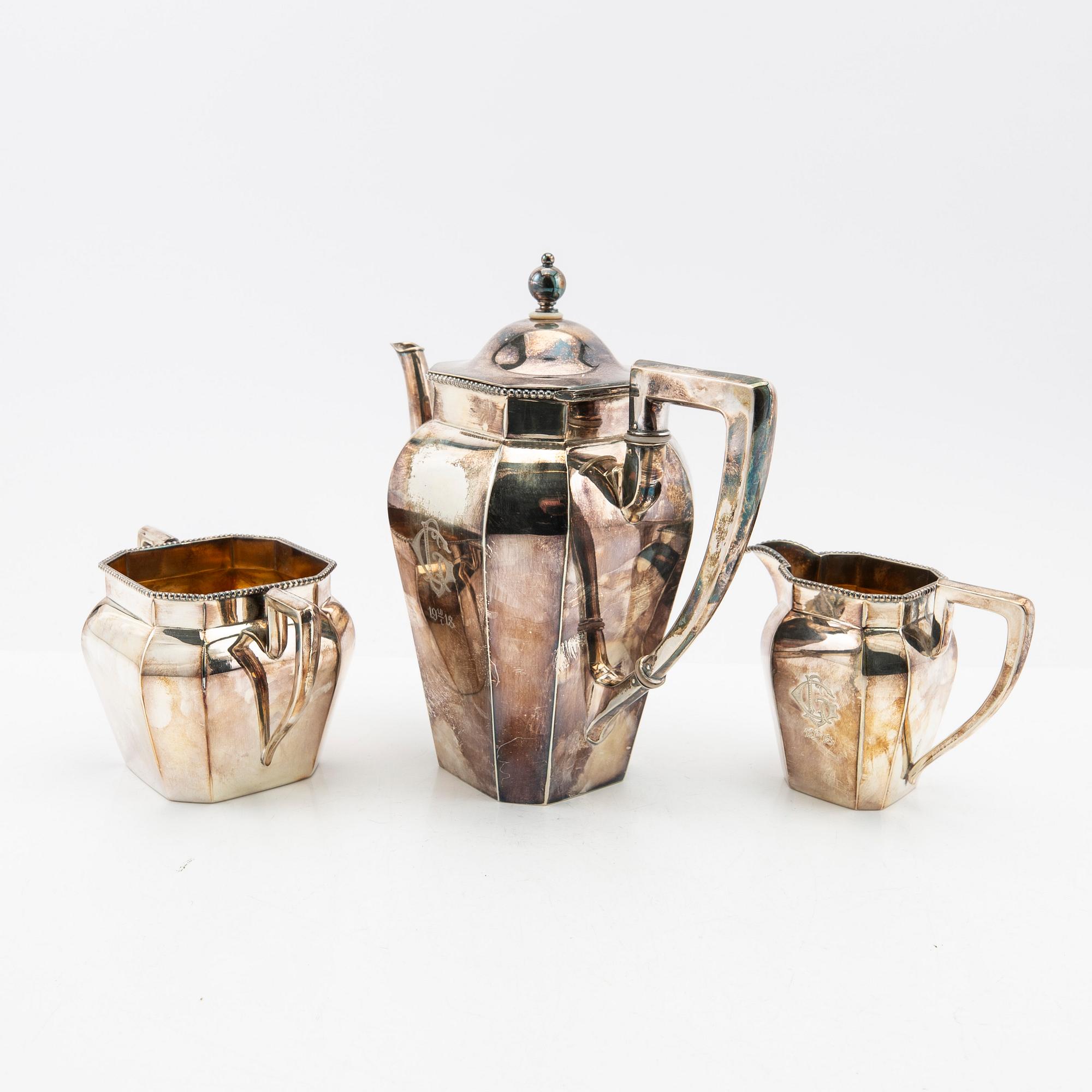 Coffee service, 3 pieces, silver, Dahlström & Co, Örebro, 1917.