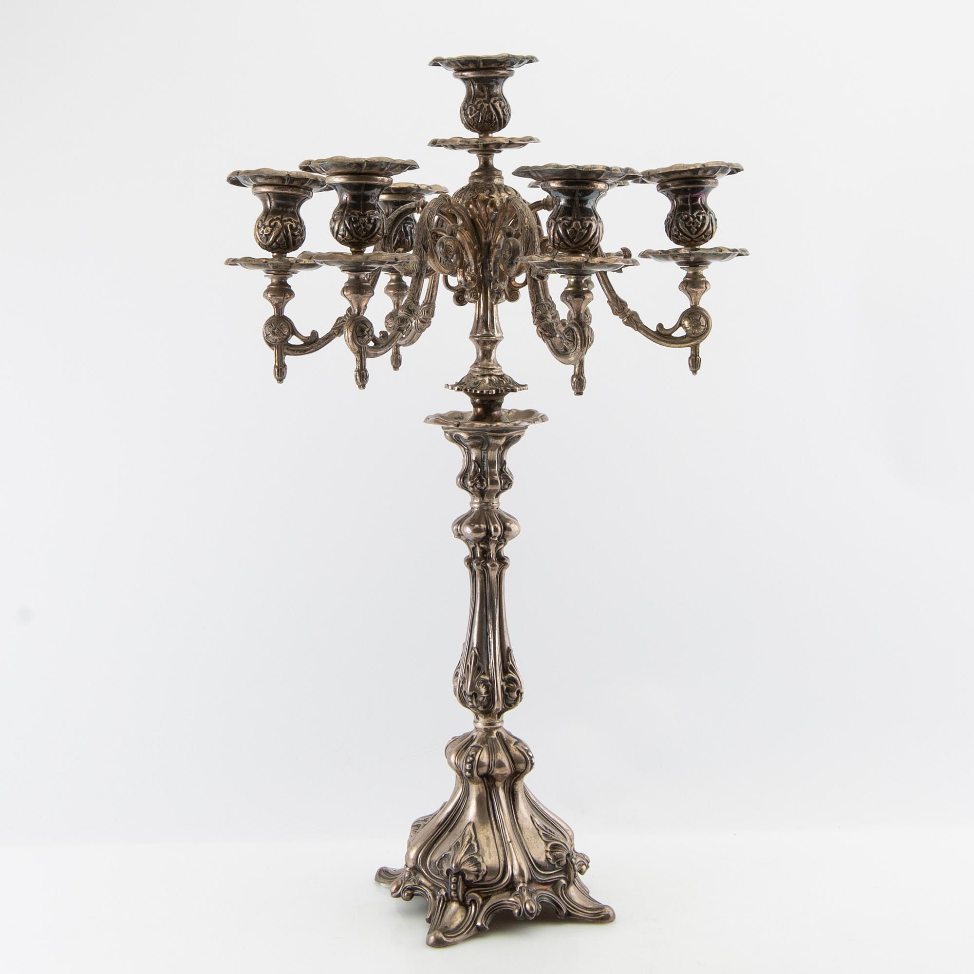 Candelabrum silver Louis XV style possibly Austria around 1900.