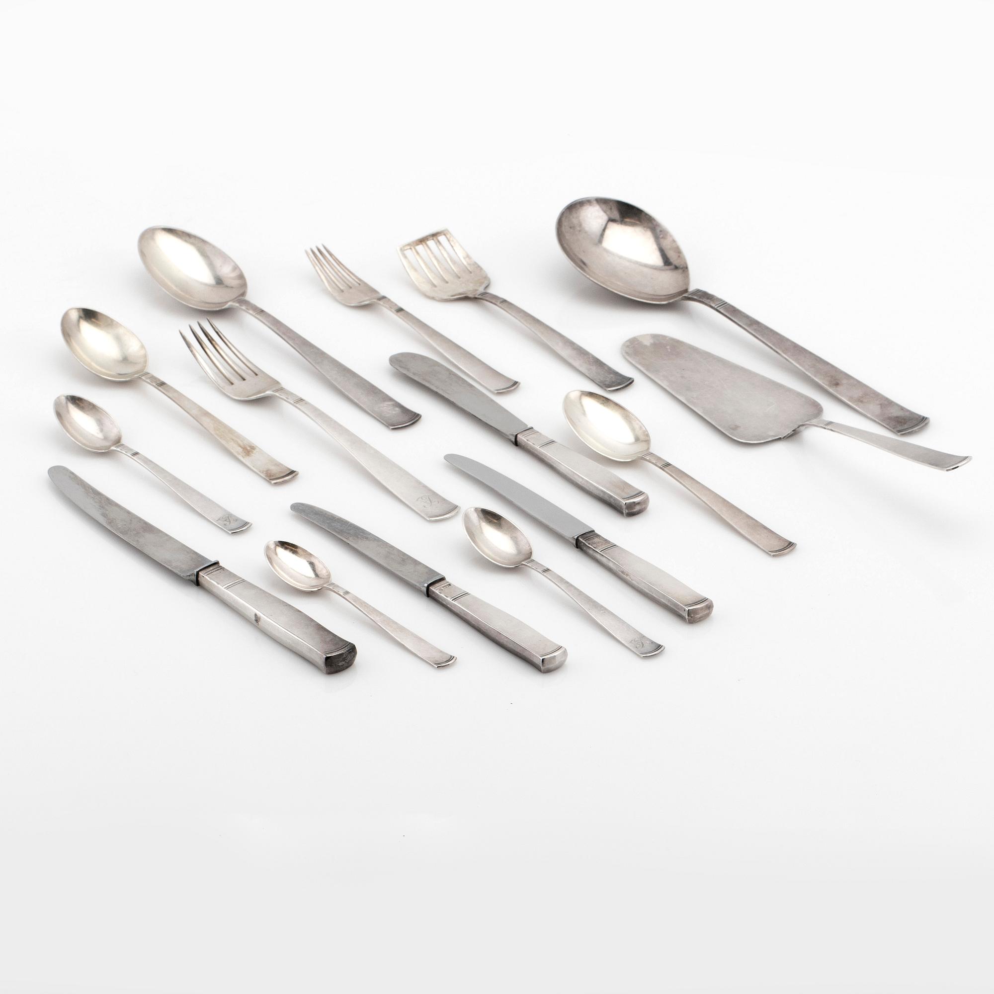 Jacob Ängman, cutlery service, silver, 224 pieces, "Rosenholm", GAB,