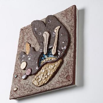 Tyra Lundgren, a stoneware relief 'The Pistils', Sweden 1960's.